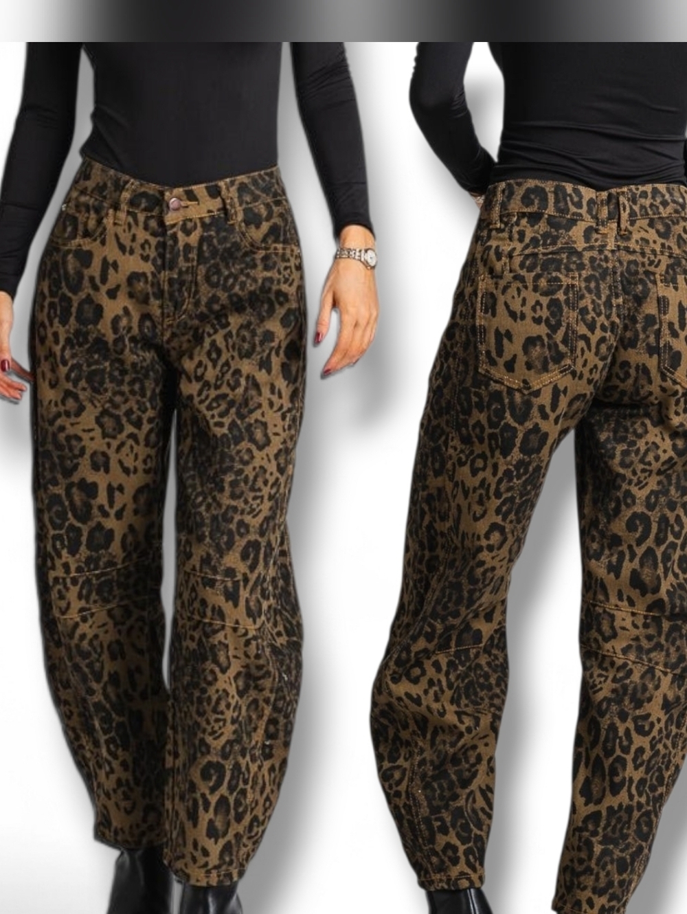 Baggy Jeans Leopard Print Straight Leg.